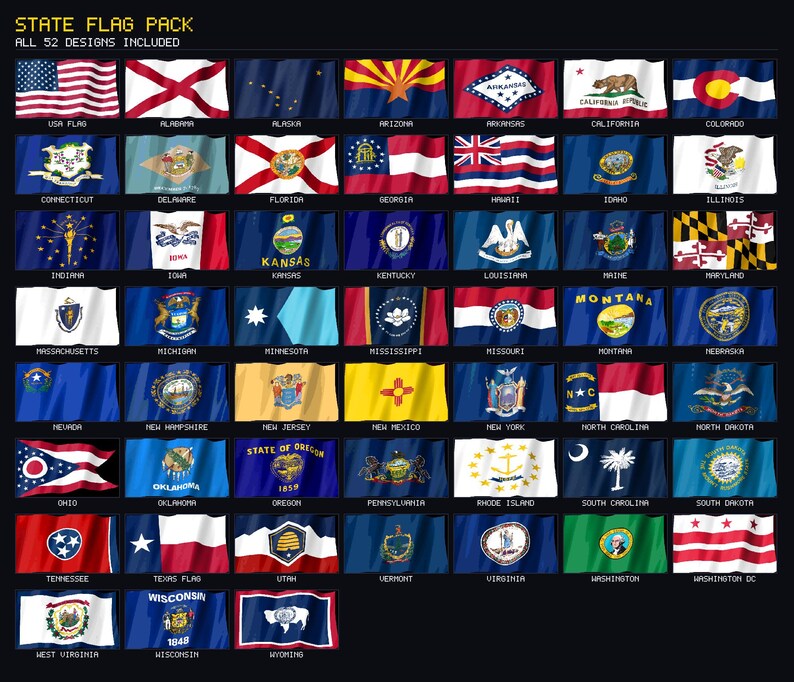 State Flag Pack Stream Deck Screensaver, All 50 States Plus USA, Animated Waving Flag GIFs, Elgato MK2 XL Plus imagem 2