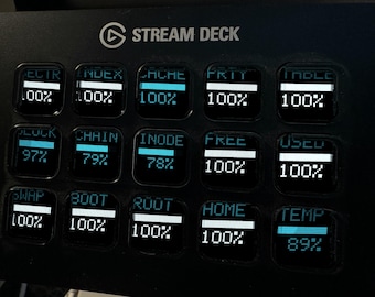 Wygaszacz ekranu Disk Check Stream Deck, animowane cyjanowe paski ładowania GIF, Elgato MK2 XL Plus