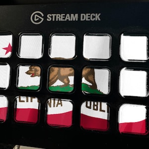 Protetor de tela Stream Deck com a bandeira da Califórnia, GIF animado da bandeira tremulando, Elgato MK2 XL Plus, download digital instantâneo imagem 1