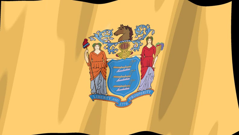 Skärmsläckare för New Jersey-flaggan, animerad GIF med viftande flagga, Elgato MK2 XL Plus, omedelbar digital nedladdning bild 2