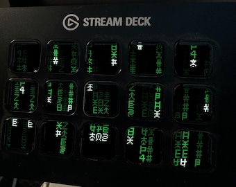 Wygaszacz ekranu Glyph Rain Stream Deck, animowany zielony kod cyfrowy Rain GIF, Elgato MK2 XL Plus