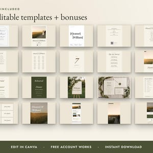 Olive Green Wedding Invitation Bundle, Editable Canva Wedding Suite, Save the Date, RSVP, Seating Chart, Signs, BBQ Reception, Budget bild 2
