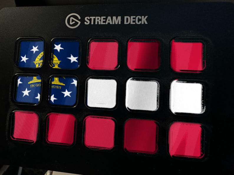 Georgia-Flagge als Stream-Deck-Bildschirmschoner, animierte wehende Flagge (GIF), Elgato MK2 XL Plus, sofortiger digitaler Download Bild 1