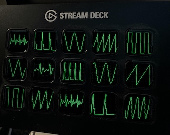 Wygaszacz ekranu Test Bench Stream Deck, animowany zielony przebieg oscyloskopu w formacie GIF, Elgato MK2 XL Plus