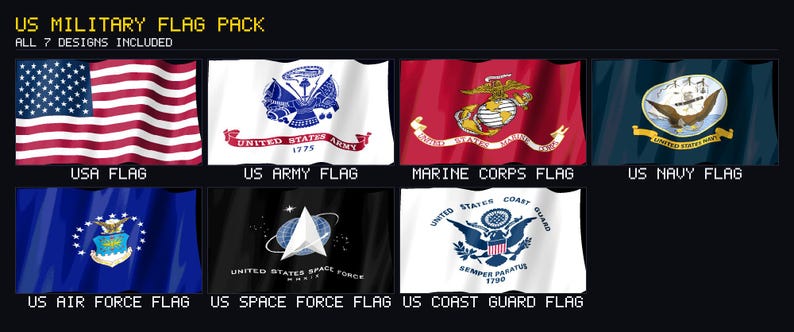 US Military Flag Pack Stream Deck Screensaver, Animated Army Navy Air Force Marines GIF, Elgato MK2 XL Plus image 2