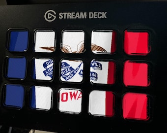 Écran de veille Stream Deck Drapeau de l'Iowa, GIF animé de drapeau flottant, Elgato MK2 XL Plus, téléchargement numérique instantané