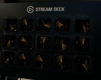 Wygaszacz ekranu Night Watch Stream Deck, animowany GIF z bursztynowym radarem, Elgato MK2 XL Plus