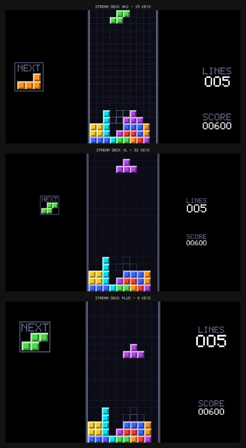 Salvaschermo per Stream Deck con blocchi che cadono, GIF animata retrò arcade, Elgato MK2 XL Plus immagine 3