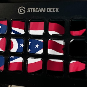 Ohio-Flagge als Stream Deck-Bildschirmschoner, animierte wehende Flagge (GIF), Elgato MK2 XL Plus, sofortiger digitaler Download Bild 1