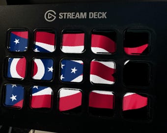 Skärmsläckare för Ohio Flag Stream Deck, animerad viftande flagga-GIF, Elgato MK2 XL Plus, omedelbar digital nedladdning