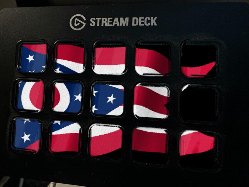 Ohio-Flagge als Stream Deck-Bildschirmschoner, animierte wehende Flagge (GIF), Elgato MK2 XL Plus, sofortiger digitaler Download Bild 1