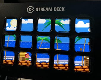Coconut Run Stream Deck Screensaver, Animated 8-Bit Island GIF, Elgato MK2 XL Plus