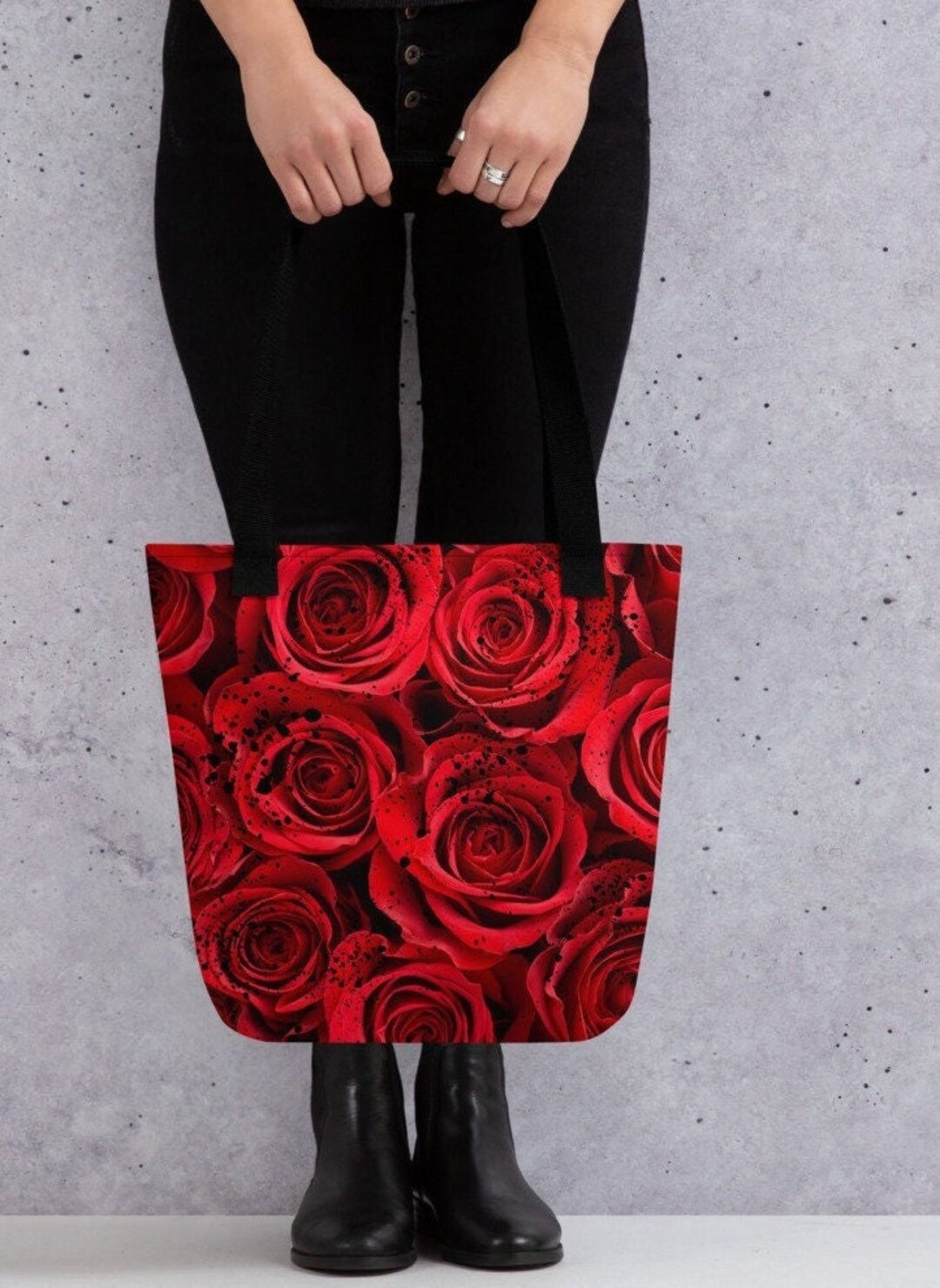 Red Roses/specks of Black Paint/both Sides Printed Etsy