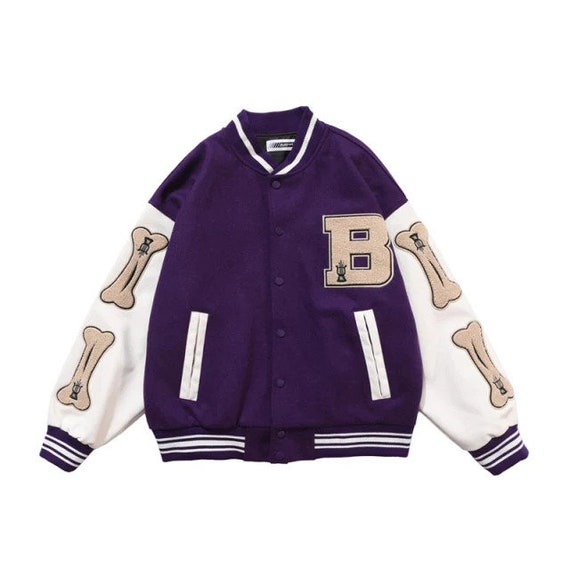 Varsity Jacket Bones Purple Oversized 