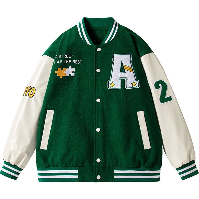 Varsity Jackets Green 7006 Coats Black Island