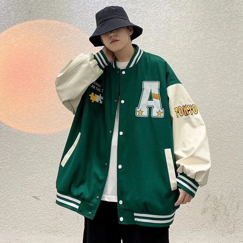 Green and White Country Club Neutrals Varsity Jacket - Jackets Masters