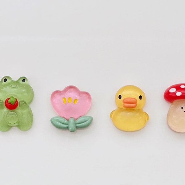 Kawaii Clear Jelly Nature – Frog, Flower, Duck & Mushroom – Shoe Charm – Shoe Clip
