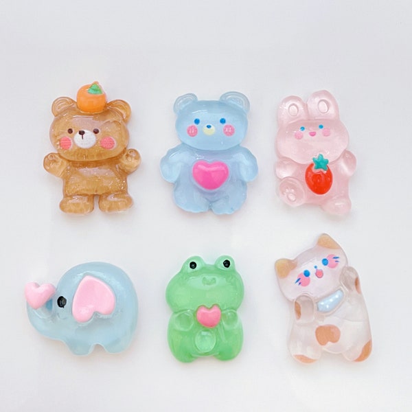 Clear Jelly Furry Animal – Bear, Bunny, Elephant, Frog & Cat – Shoe Charm – Shoe Clip