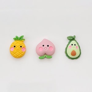 Cute Mini Smile Fruits – Pineapple, Peach & Avocado – Shoe Charm – Shoe Clip