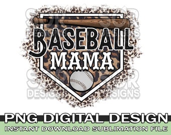Baseball Mama Sublimation, Baseball Mama PNG, Mothers Day PNG, Leopard PNG, Baseball Shirt Design