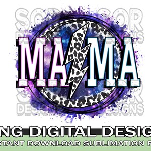Mama Lightning Bolt PNG Sublimation, Snow Leopard Mama PNG, Purple Mama PNG, Digital Download