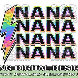Nana Lightning Bolt PNG, Lightning Bolt PNG, Nana PNG, Grandma Png, Nana Shirt Png, Digital Download