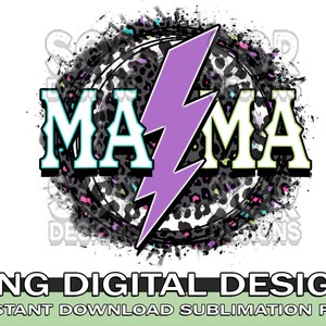 Mama Lightning Bolt PNG, Mama Sublimation, Mama PNG, Digital Download