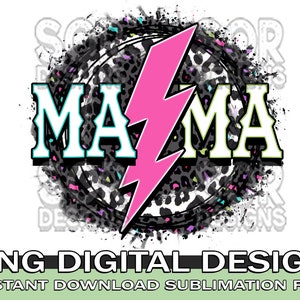 Mama Lightning Bolt PNG Sublimation, Mothers Day PNG, Leopard PNG, Digital Download