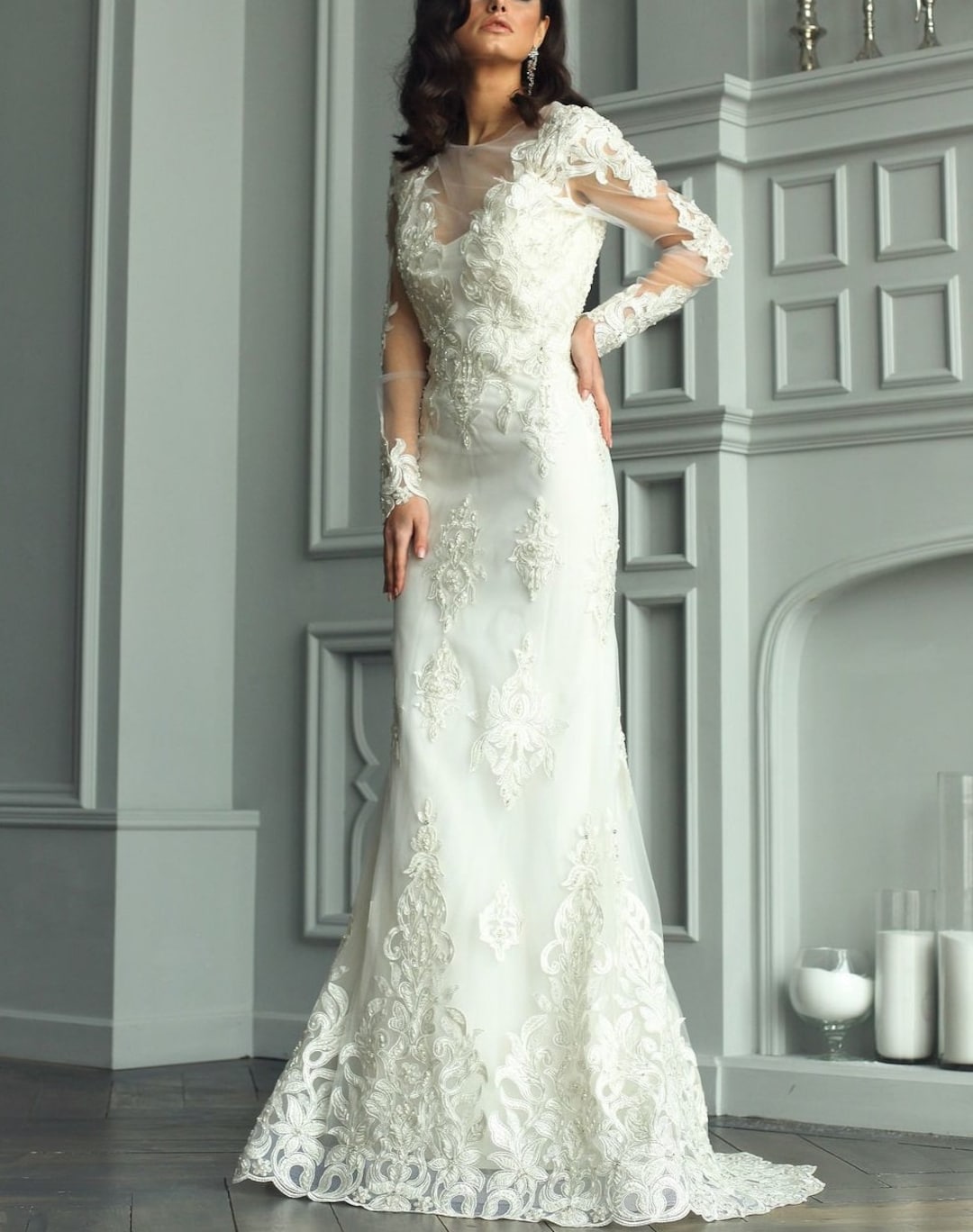 Cheap Lace Wedding Dress Elegant Bridal Style main image 1