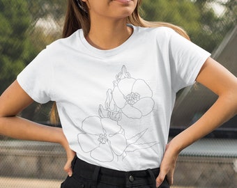 One Line Flower T-Shirt - Abstract Floral Shirt - Wildflower Shirt - Minimalist Tshirt - Botanical Shirt - Line Art Shirt - Gift for Mother