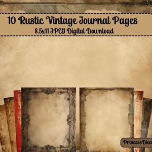 Rustic Vintage Journal Pages: Printable Ephemera, Scrapbook Tags (Digital Download)