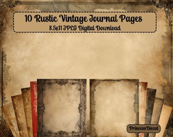 Rústico Vintage Journal Pages Papelería imprimible para revistas basura y Scrapbooking / Descarga digital, Ephemera, Etiquetas para revistas