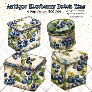 Blueberry Patch Clipart: Junk Journal Ephemera (PNG Digital Download)