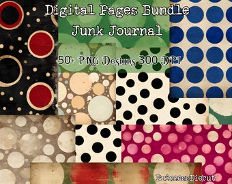 Retro Dot Digital Pages | Digital Junk Journal & Background Pages