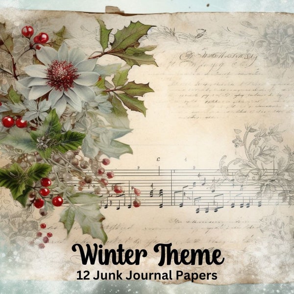 Winter and Holiday Digital Junk Journal Pages