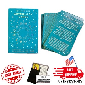 Cartas de Astrología - ¡Aprende Astrología con 100 cartas para interpretar tu Carta Natal para principiantes con Signos del Zodíaco, Casas, planetas y más!