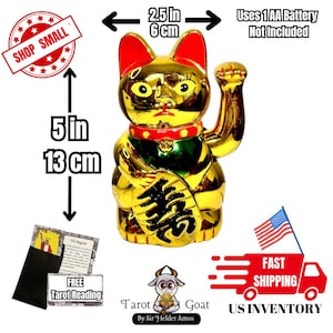 5&quot; Maneki Neko Gold Lucky Cat with Waving Beckoning Paw for Attracting Money Good Luck and Fortune - Japanese Culture Decoration Feng Shui