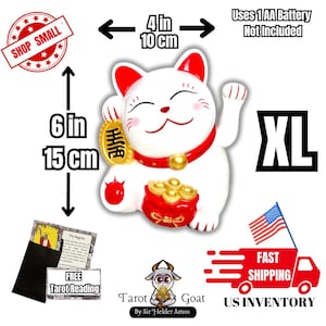 6&quot; Maneki Neko White Lucky Cat with Waving Beckoning Paw for Attracting Money Good Luck and Fortune - Japanese Culture Decoration Feng Shui