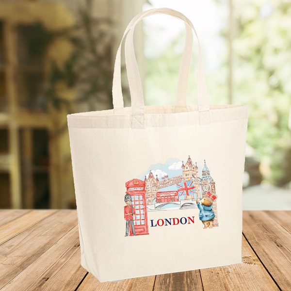 London Tote Bag, London Gifts, Cotton Tote Bag, London Gift, Cute London Bag, Funny London Bag, London Travel Gift, Organic Cotton Bag