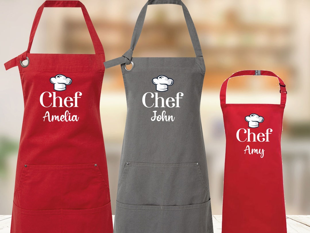 Custom Chef Apron, Canvas Apron, Personalised Apron, Christmas Family, Kids Name Apron, Kitchen