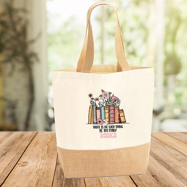 Book Tote Bag, Bookish Jute Bag, Book Lovers Gift, Jute Shopping Bag, Book Lover Tote Bag, Large Jute Bag, Floral Book Bag, Funny Tote Bag