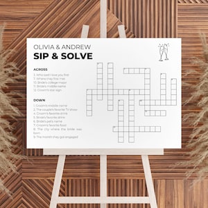 Wedding Crossword Template Extra Large Sip and Solve Custom Crossword Puzzle Template Wedding Table Games Giant Puzzle