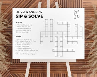 Wedding Crossword Puzzle Template: Custom Sip & Solve Game (Digital Download)