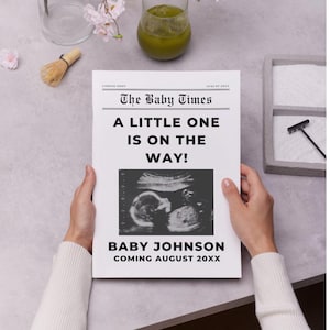 Newspaper Pregnancy Announcement Template Digital Newspaper Baby Announcement Canva Large Newspaper Baby Shower Gender Reveal Template