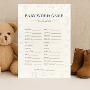 Baby Word Scramble Baby Shower Game Template Cowboy Baby Shower Games A Little Cowboy On the Way Wild West Baby Boho Baby Digital, CBSI