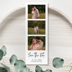 Save the Date Photo Booth Strip Save the Date Template Card Minimalist Wedding Save the Date Card Invite Photo Strip Template 2.5x7 inch