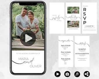 Animated Wedding Video Invitation Template, Digital RSVP (Canva)