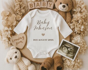 Boho Pregnancy Announcement Template, Gender Neutral Baby Reveal (Digital)