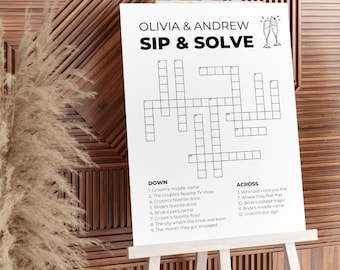 Custom Wedding Crossword Puzzle Template, Bridal Shower Game (Digital Download)
