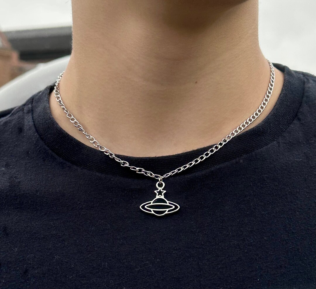 Silver Planet Chain unisex Y2K Grunge Alt Chain Choker, Vivienne ...